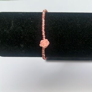 Pink Beaded Flower Bracelet